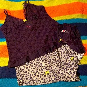 3 piece lacy cami sleep short set panty NWOT